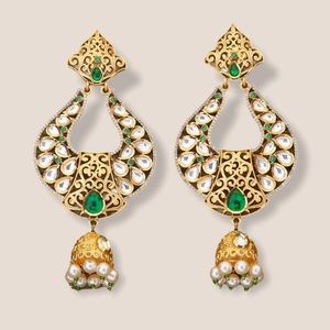 Kundan Long Women Earrings w/Gold Plating